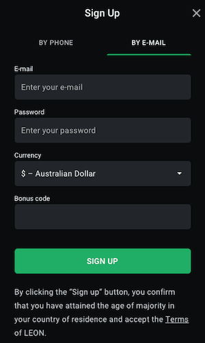 LeonBet bonus code